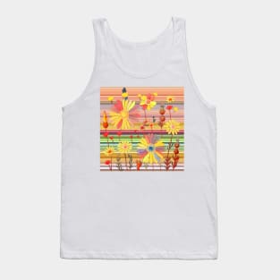 Pressed Daisies on Stripes Tank Top